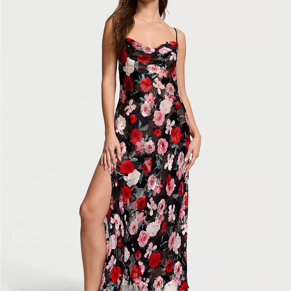 PINK Victoria's Secret Black and Red Floral Dress
